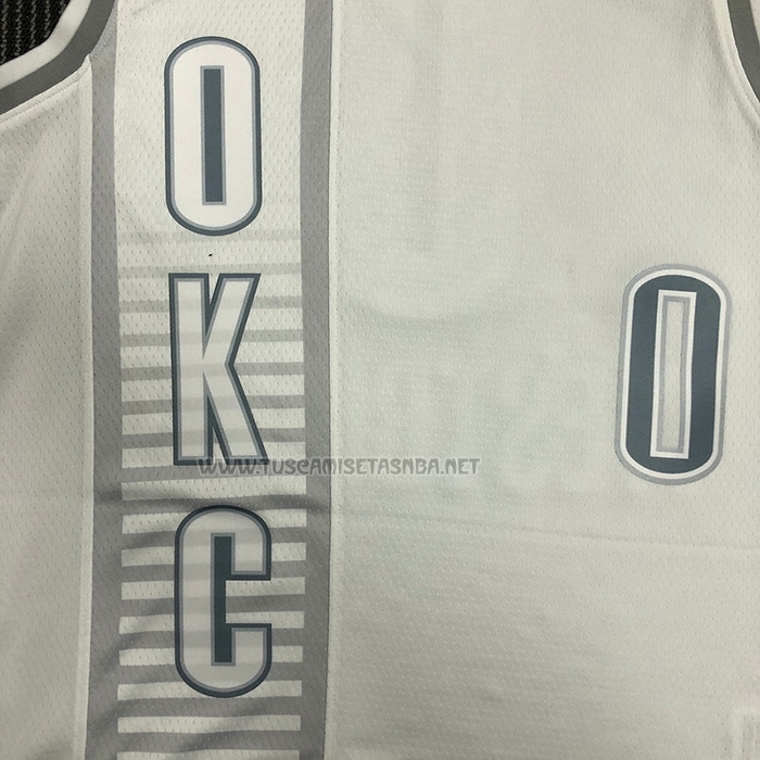 Camiseta Russell Westbrook NO 0 Oklahoma City Thunder Ciudad 2021-22 Blanco